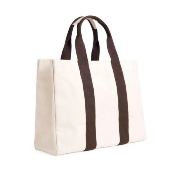 Le Bar Marche La Plage Oversized Beach Tote Curateur Rachel Zoe Beige NWT - Picture 2 of 10